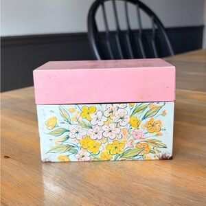 Floral Tin Storage Box - Pink and Yellow